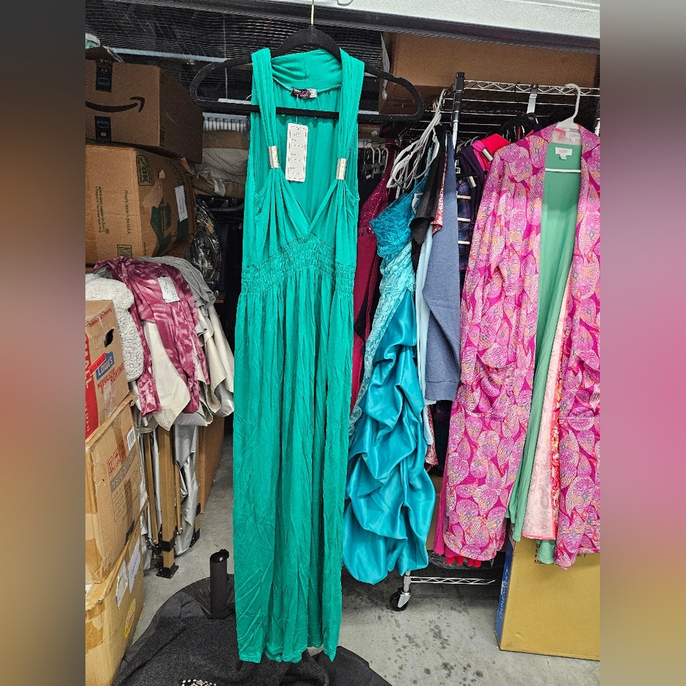 Brand new sleeveless green maxi dress